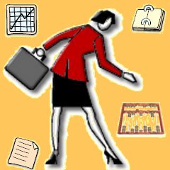 Woman with accounting tools.